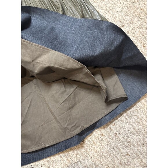 NWT ANTHROPOLOGIE Ellene Faux Leather Pleated Skirt Elastic Waist Olive Size XL - Picture 2 of 4